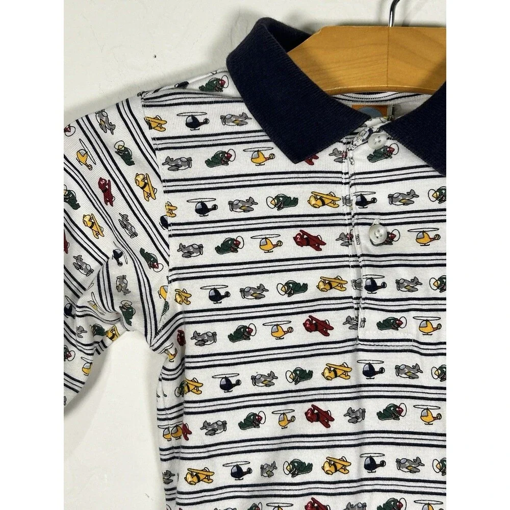 Gymboree Vintage Long Sleeve bodysuit Air Planes Blue 18-24 Months 90s Kids